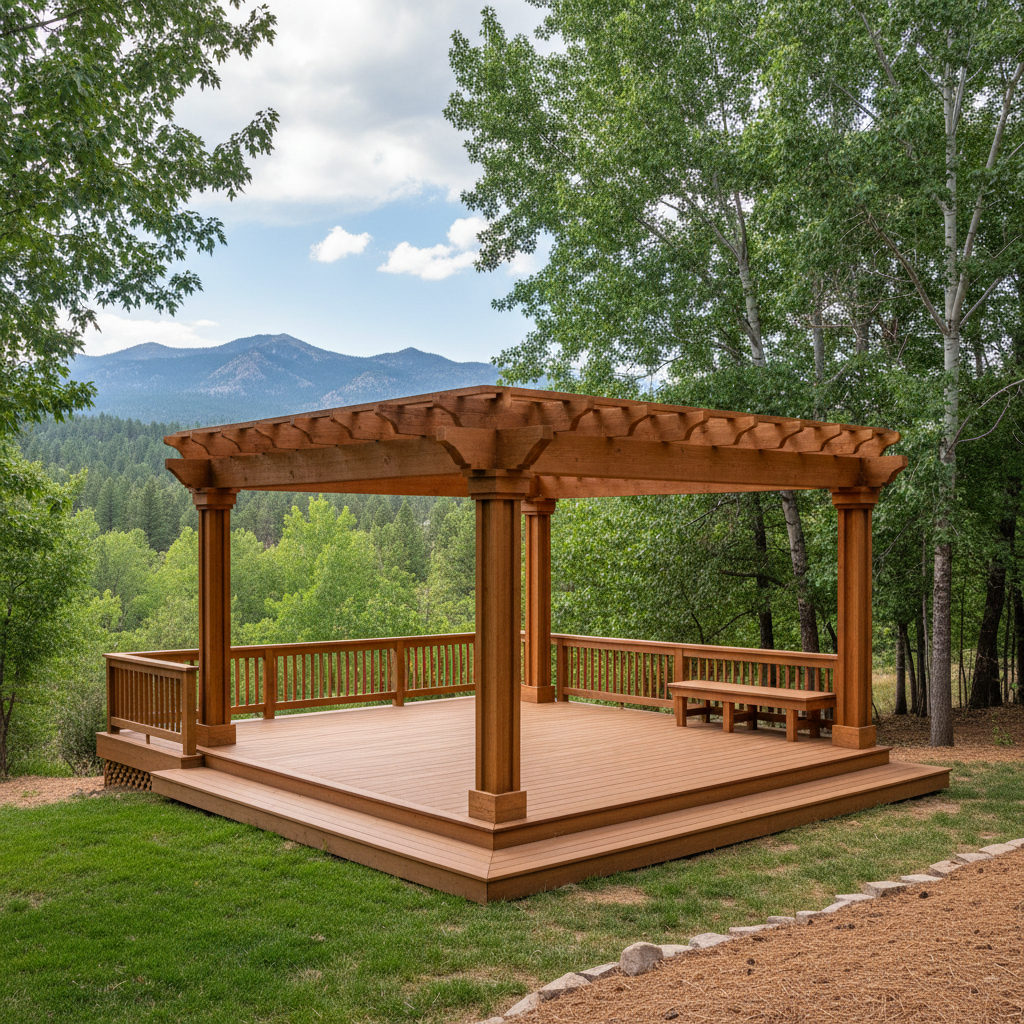 Completed pergola construction work at a residential property in Flagstaff, AZ