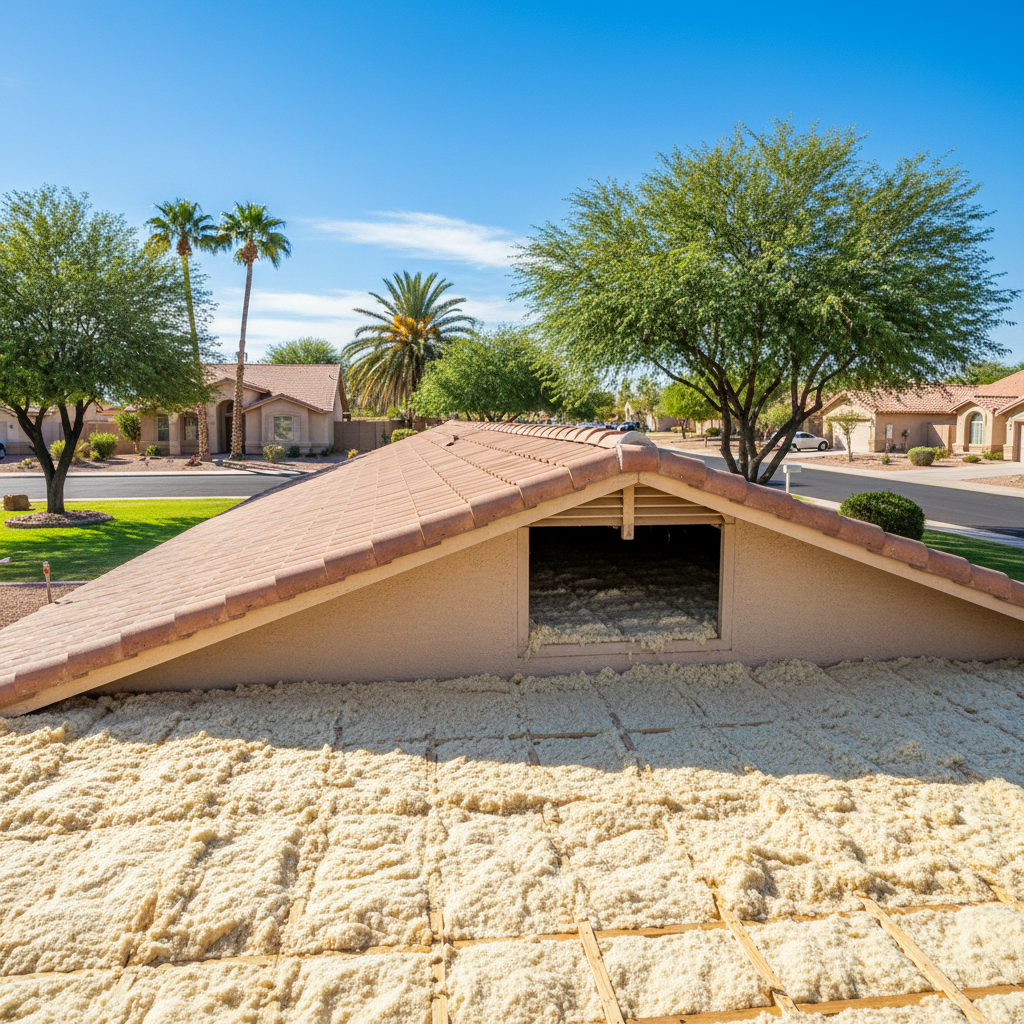 Completed blown-in insulation work at a residential property in Glendale, AZ