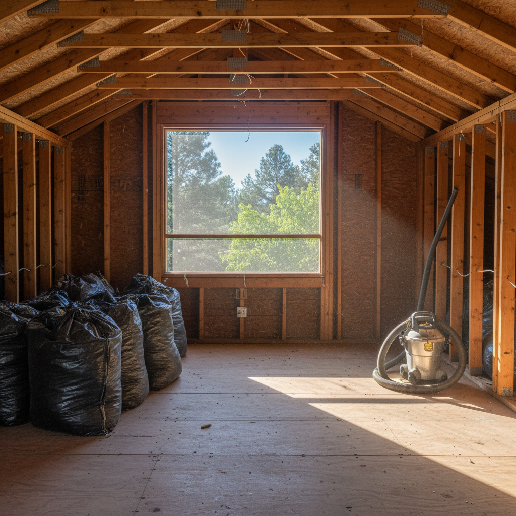 Completed insulation removal work at a residential property in Flagstaff, AZ