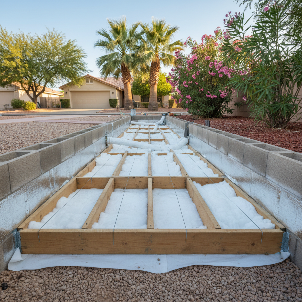 Completed crawl space insulation work at a residential property in Gilbert, AZ
