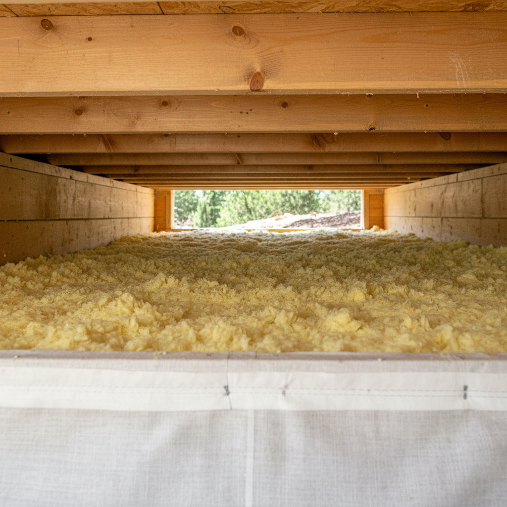 Completed crawl space insulation work at a residential property in Flagstaff, AZ