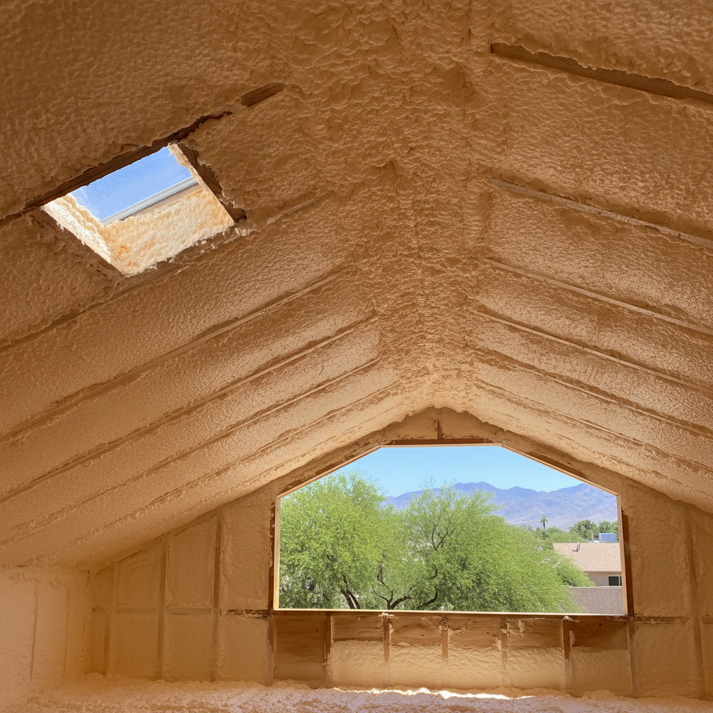 Completed closed cell spray foam work at a residential property in Tucson, AZ