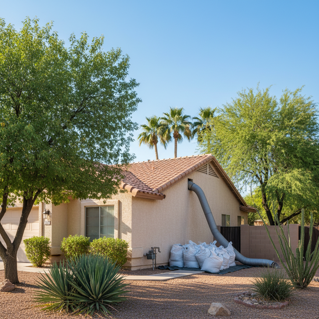 Completed insulation removal work at a residential property in Tempe, AZ