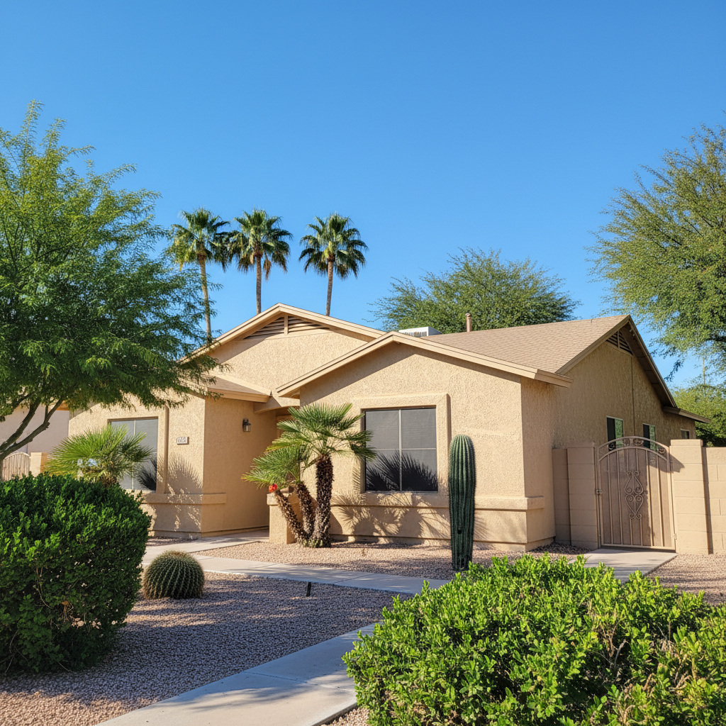 Completed stucco painting work at a residential property in Chandler, AZ