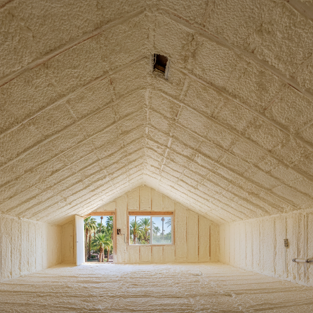 Completed open cell spray foam work at a residential property in Mesa, AZ