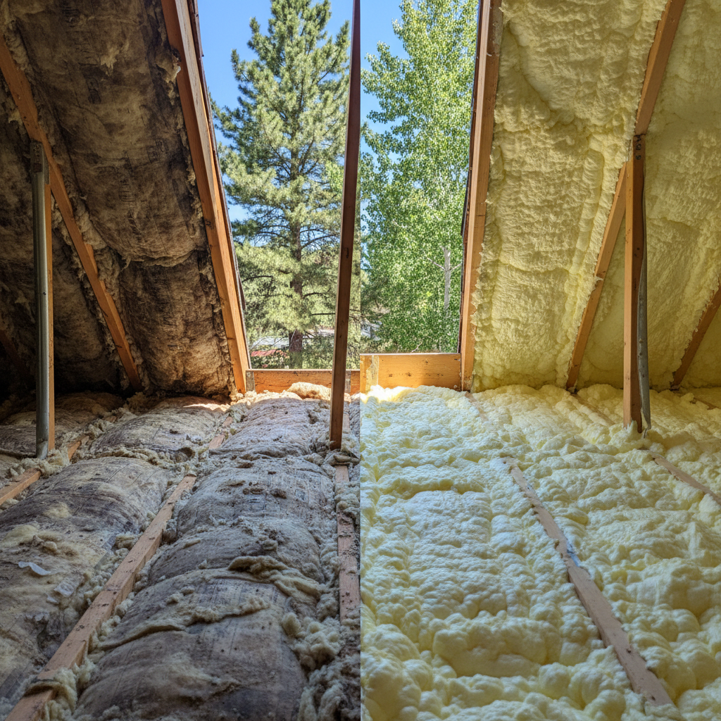 Completed open cell spray foam work at a residential property in Flagstaff, AZ
