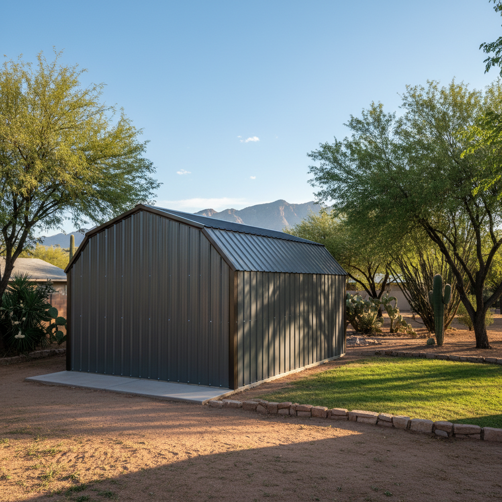 Completed metal building installation work at a residential property in Apache Junction, AZ