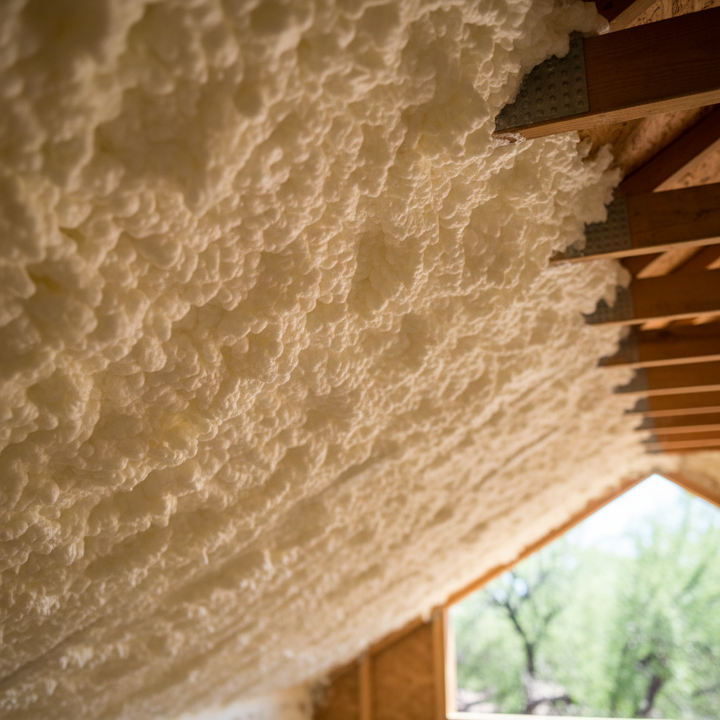 Completed open cell spray foam work at a residential property in Tucson, AZ