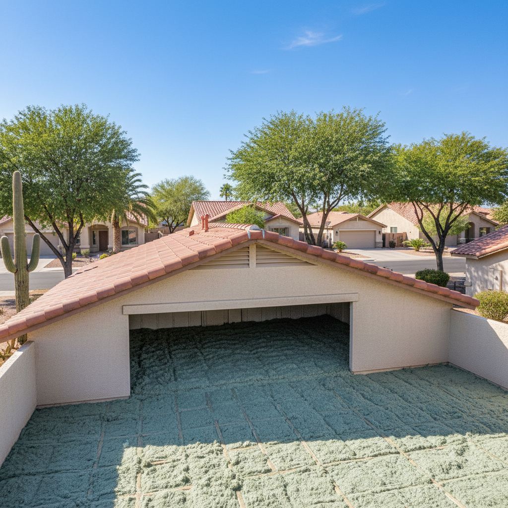 Completed attic insulation work at a residential property in Gilbert, AZ