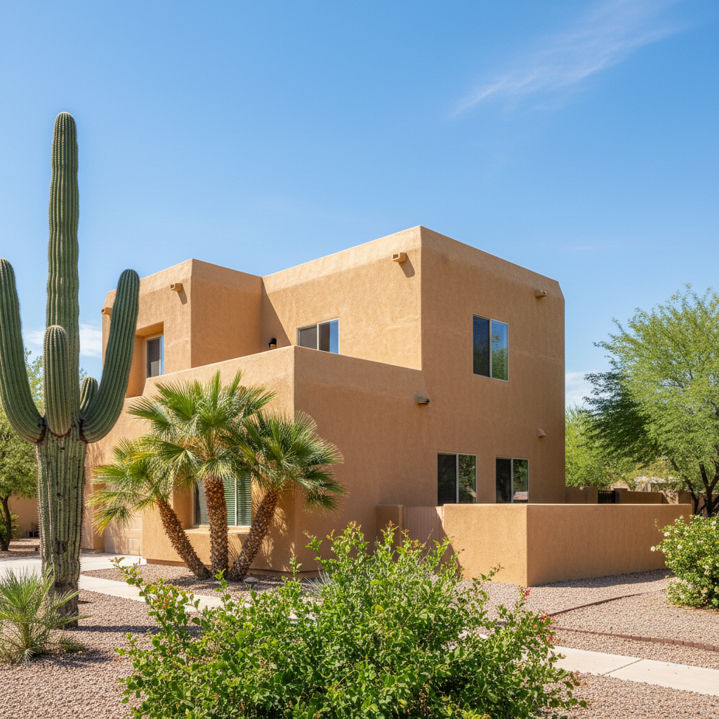 Completed residential stucco work at a residential property in Phoenix, AZ