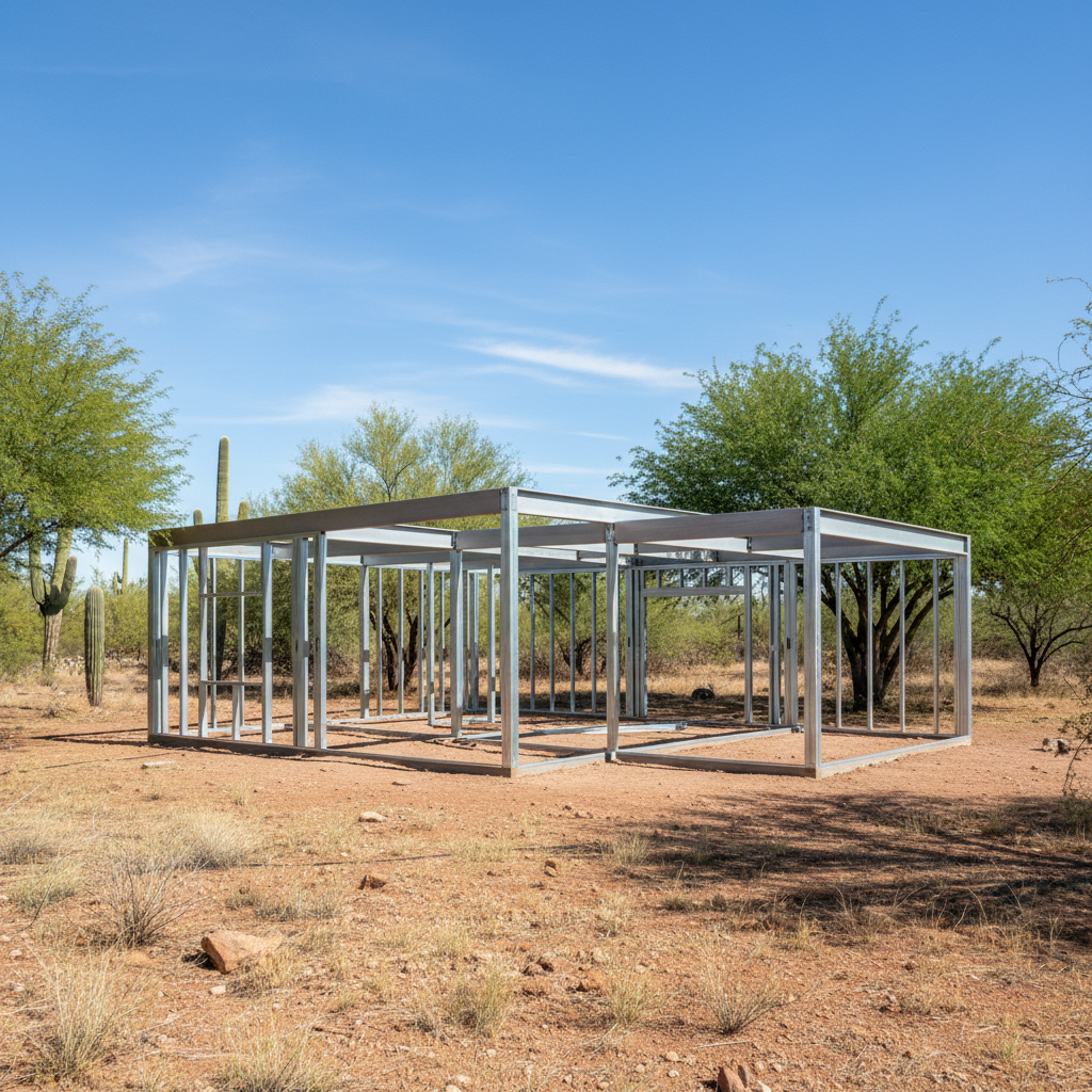 Completed steel frame erection work at a residential property in Apache Junction, AZ