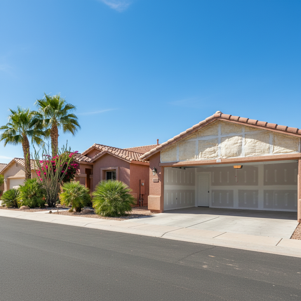 Completed garage insulation work at a residential property in Tucson, AZ