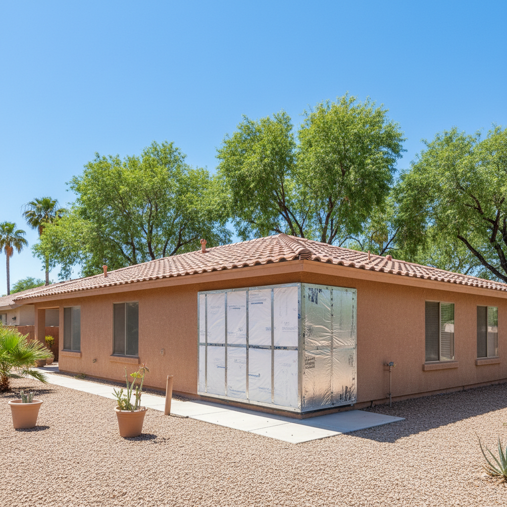 Completed basement insulation work at a residential property in Mesa, AZ