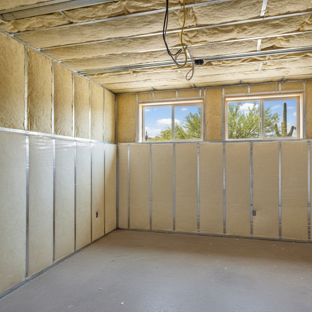 Completed basement insulation work at a residential property in Tucson, AZ