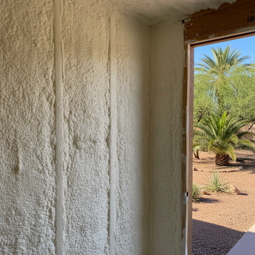 Completed shed insulation work at a residential property in Tempe, AZ