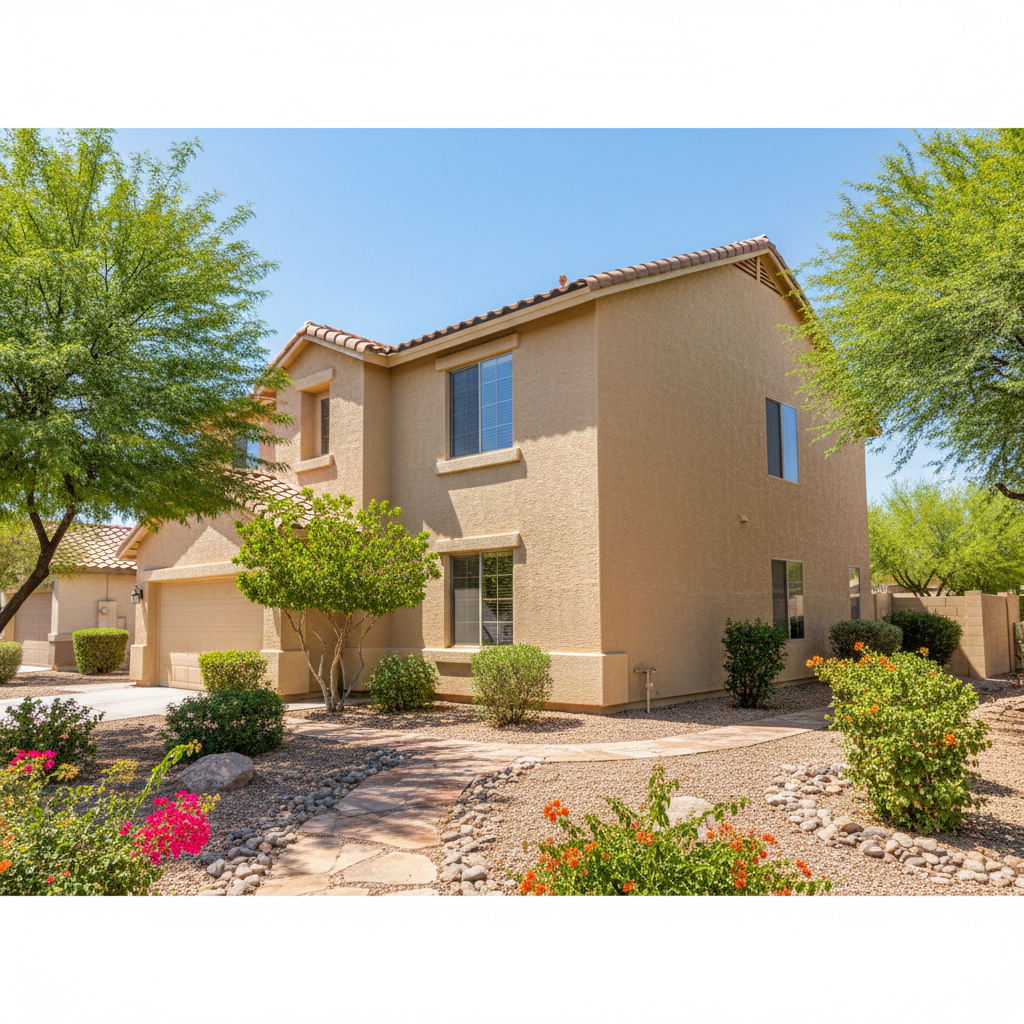 Completed stucco replacement work at a residential property in Peoria, AZ
