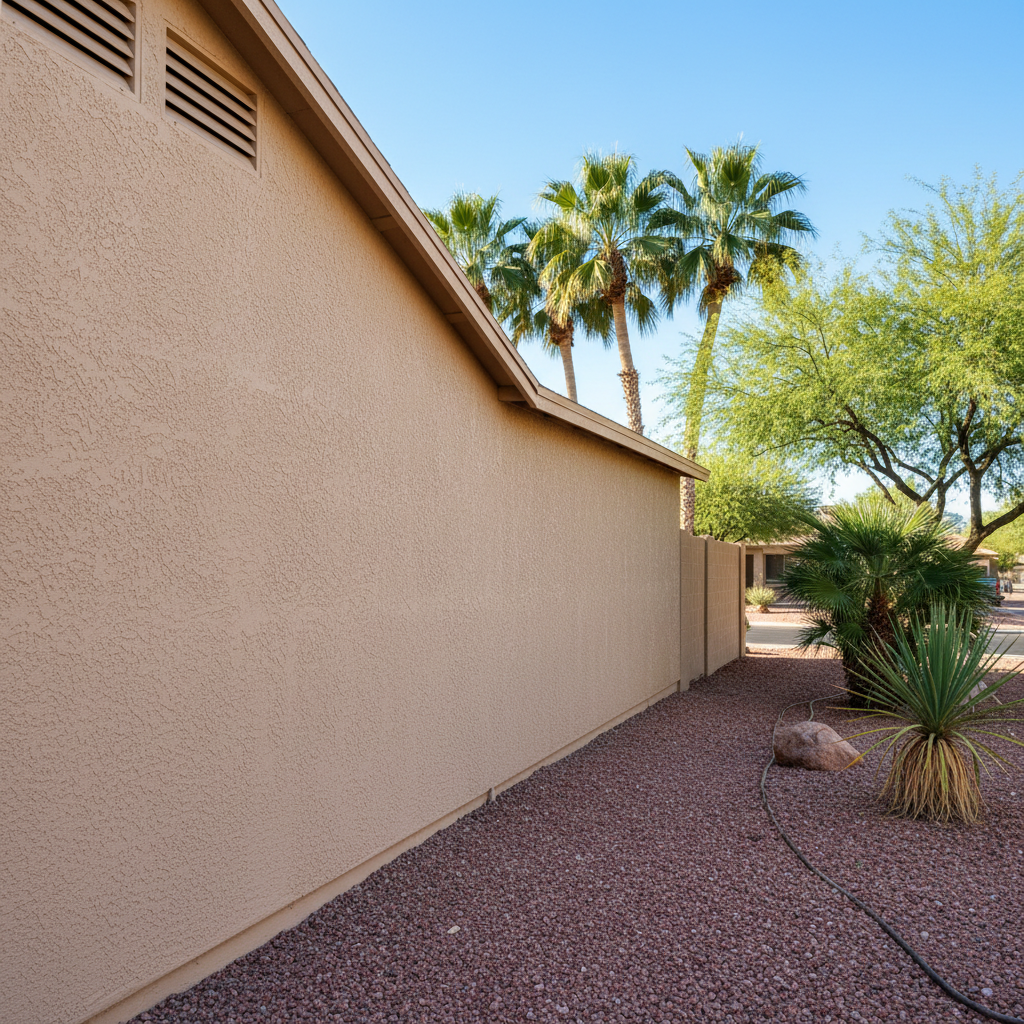 Completed stucco repair work at a residential property in Surprise, AZ