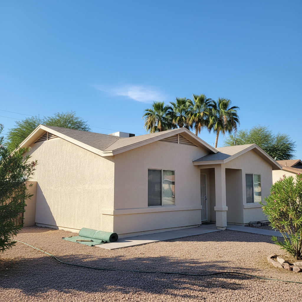 Completed stucco removal work at a residential property in Yuma, AZ