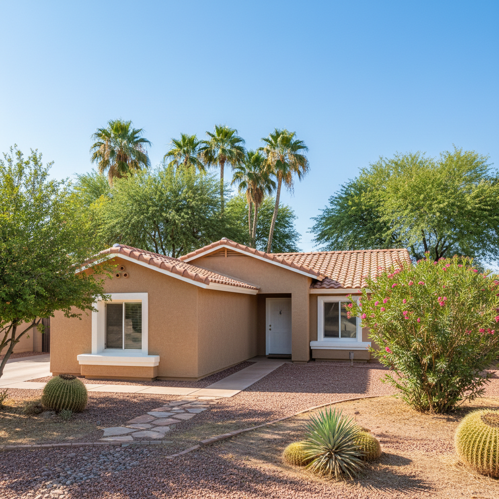 Completed stucco painting work at a residential property in Tempe, AZ