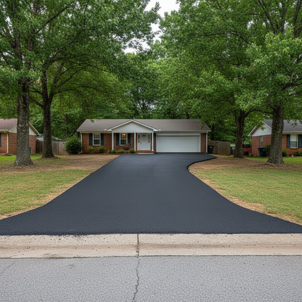 Completed asphalt paving work at a residential property in Bentonville, AR