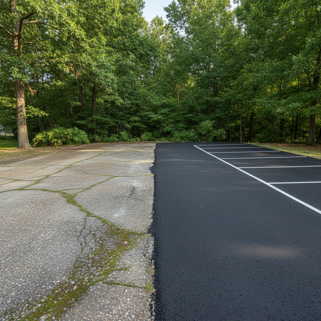Completed asphalt striping work at a residential property in Bentonville, AR