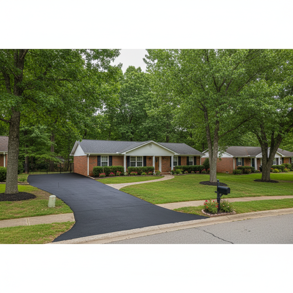 Completed asphalt sealcoating work at a residential property in Fayetteville, AR