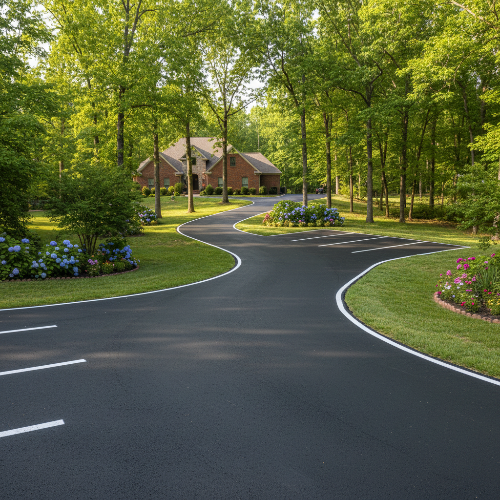 Completed asphalt striping work at a residential property in Springdale, AR