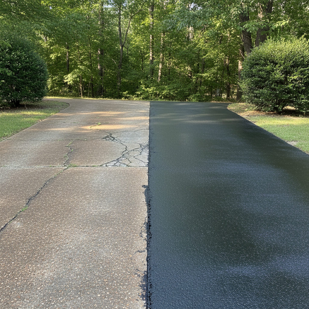Completed asphalt sealcoating work at a residential property in Fort Smith, AR