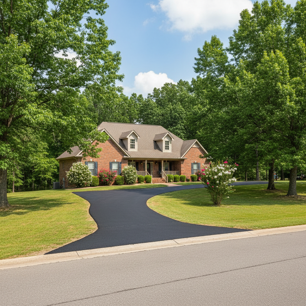 Completed asphalt repair work at a residential property in Lockesburg, AR
