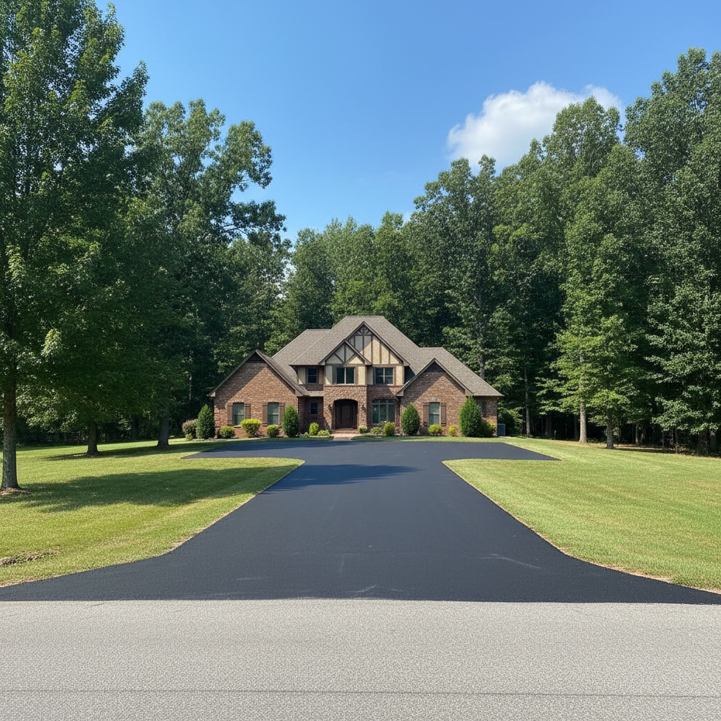 Completed parking lot paving work at a residential property in Lockesburg, AR