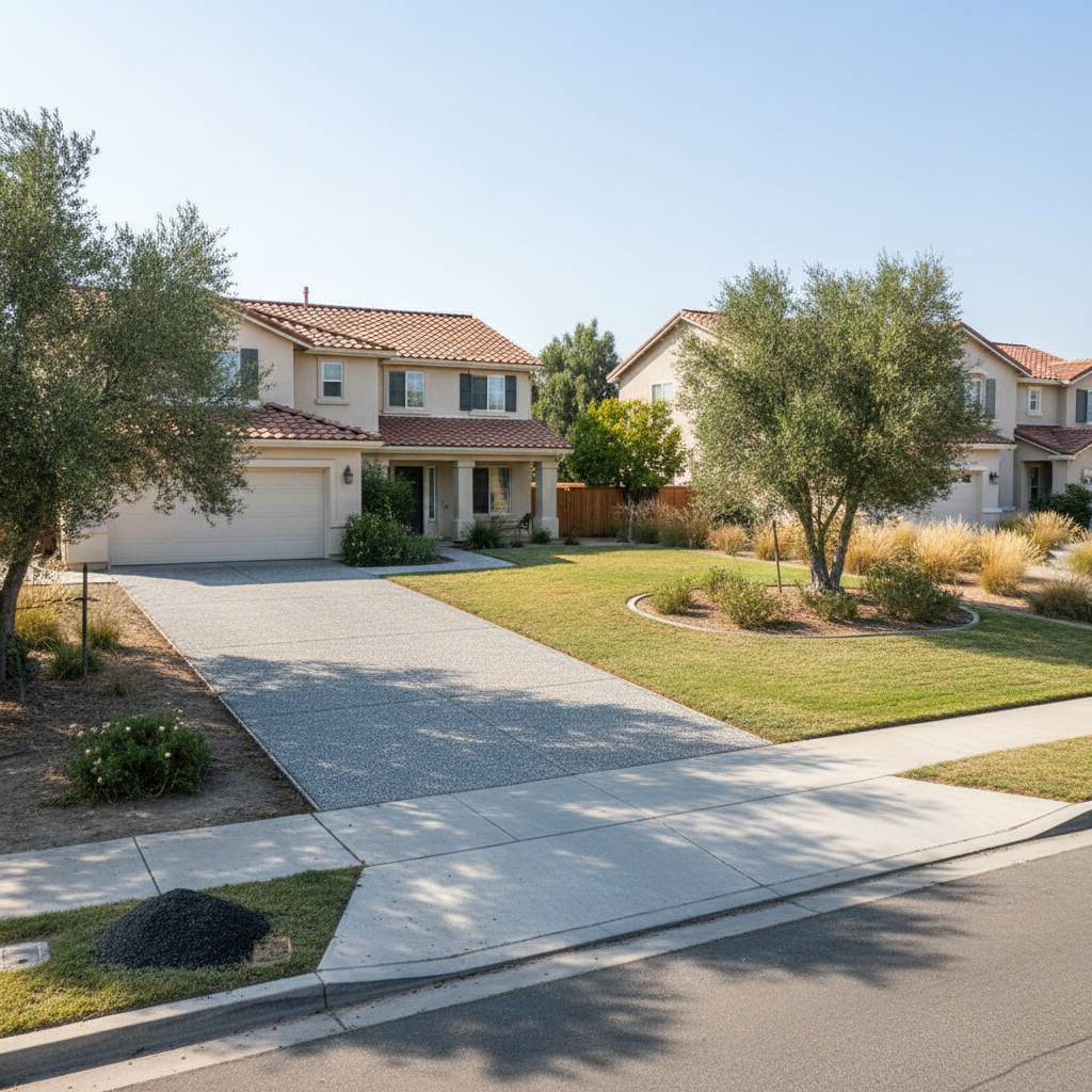 Completed asphalt milling work at a residential property in Kingsburg, CA
