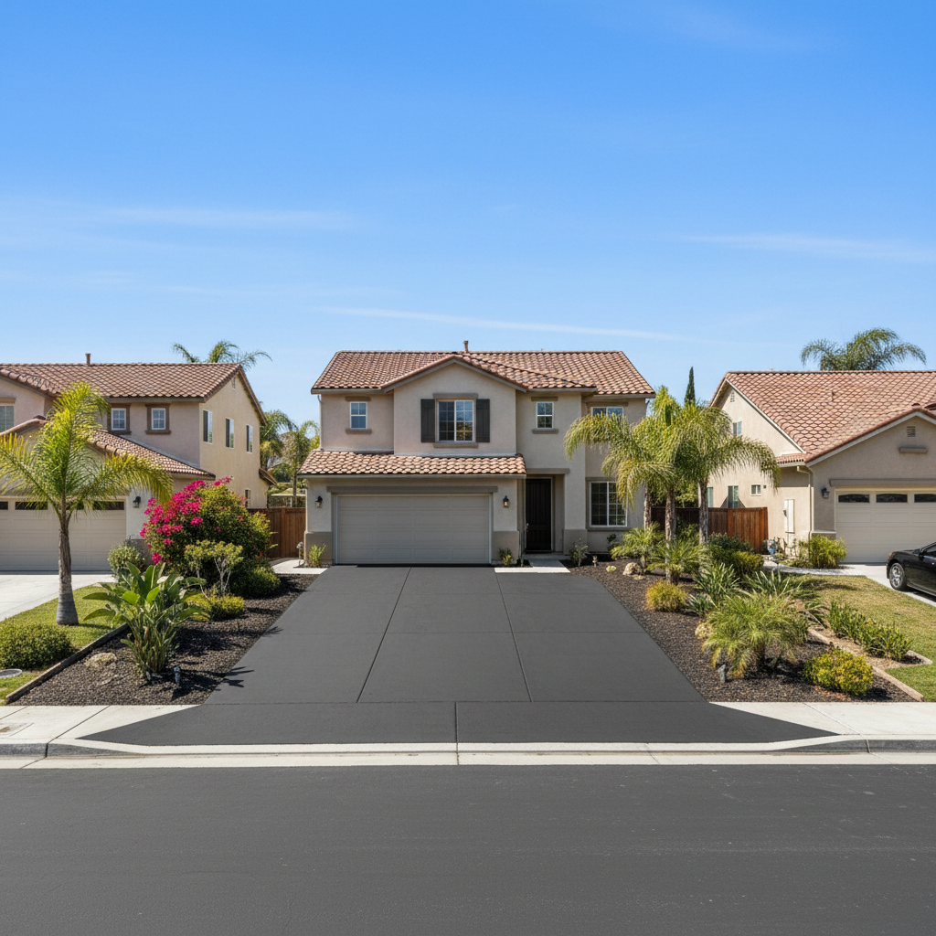 Completed residential asphalt work at a residential property in Irvine, CA