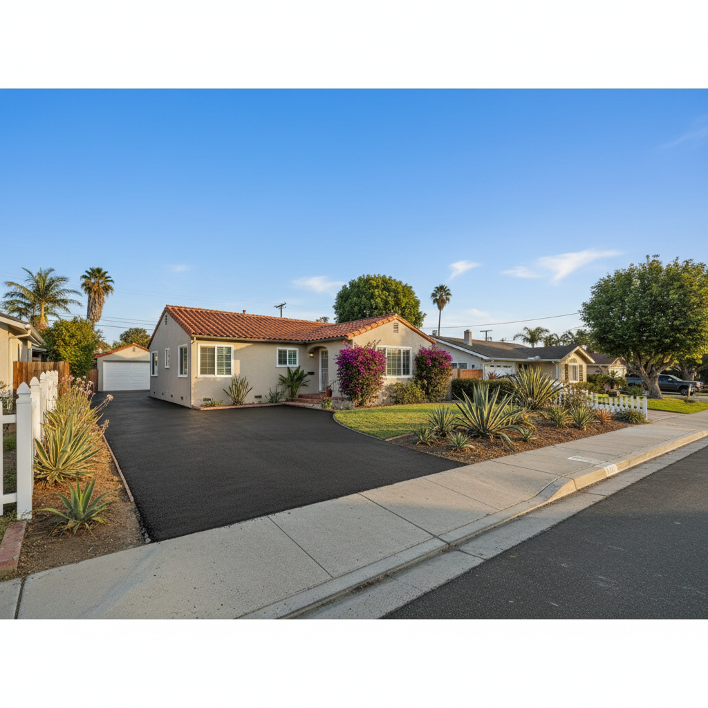 Completed residential asphalt work at a residential property in Long Beach, CA