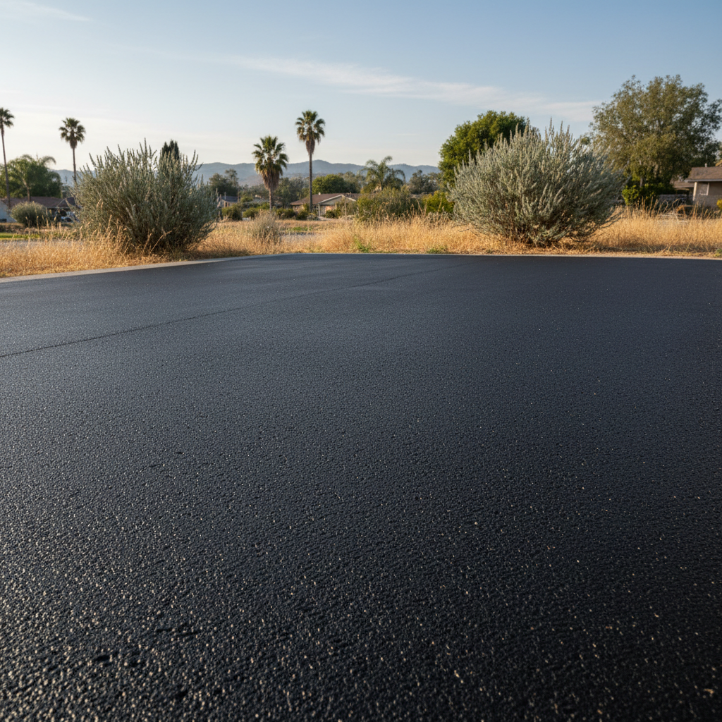Completed asphalt sealcoating work at a residential property in Hawthorne, CA