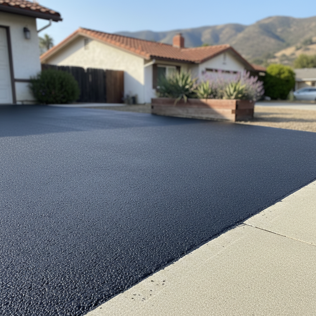 Completed slurry coating work at a residential property in Costa Mesa, CA