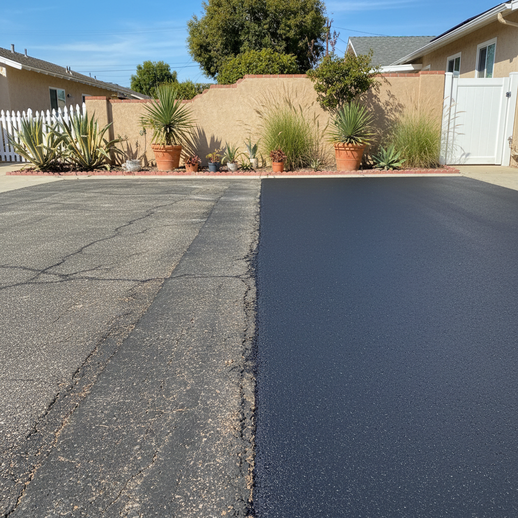 Completed residential asphalt work at a residential property in Westminster, CA