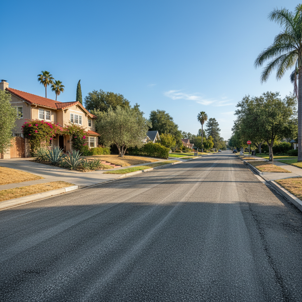 Completed asphalt milling work at a residential property in Pasadena, CA