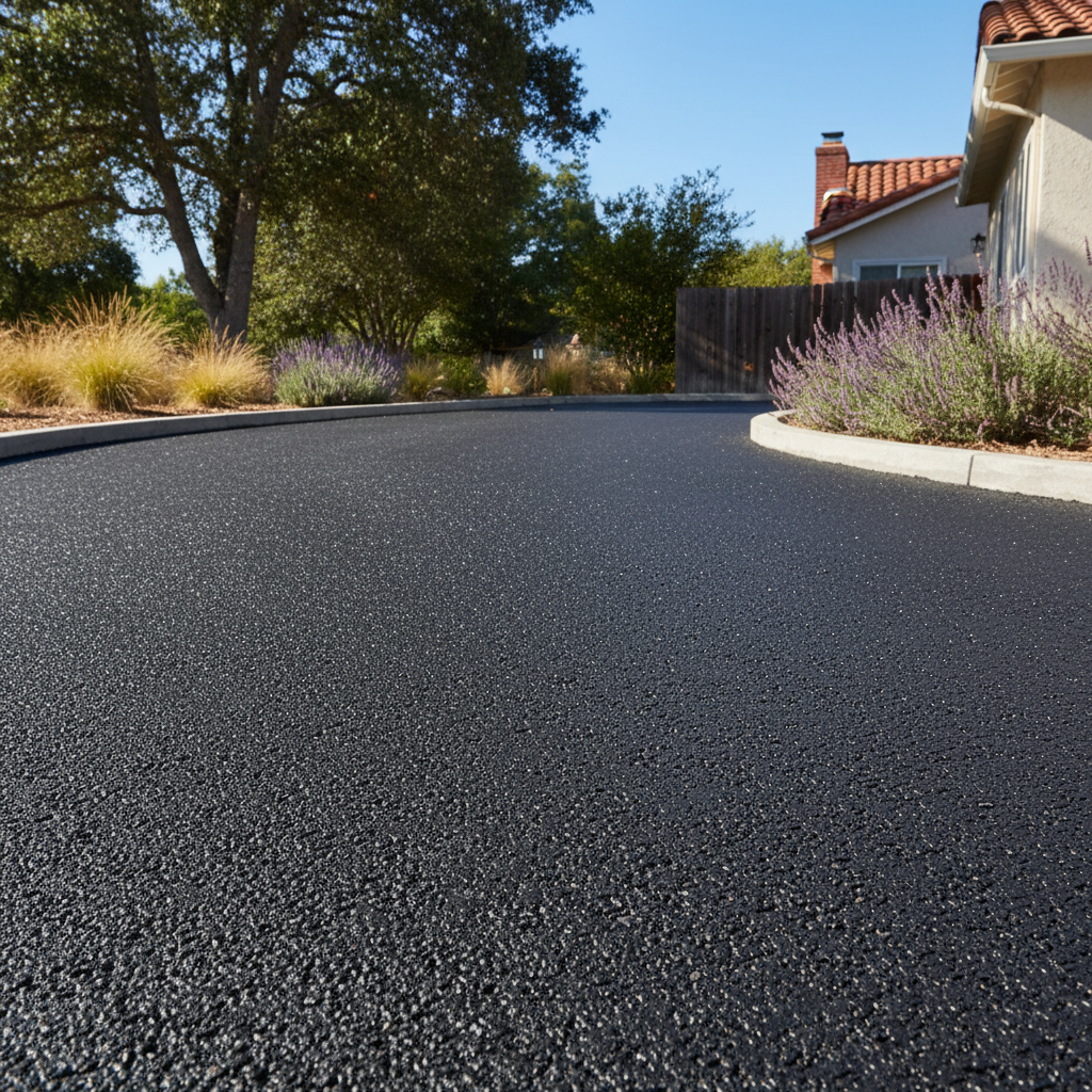 Completed residential asphalt work at a residential property in Palo Alto, CA
