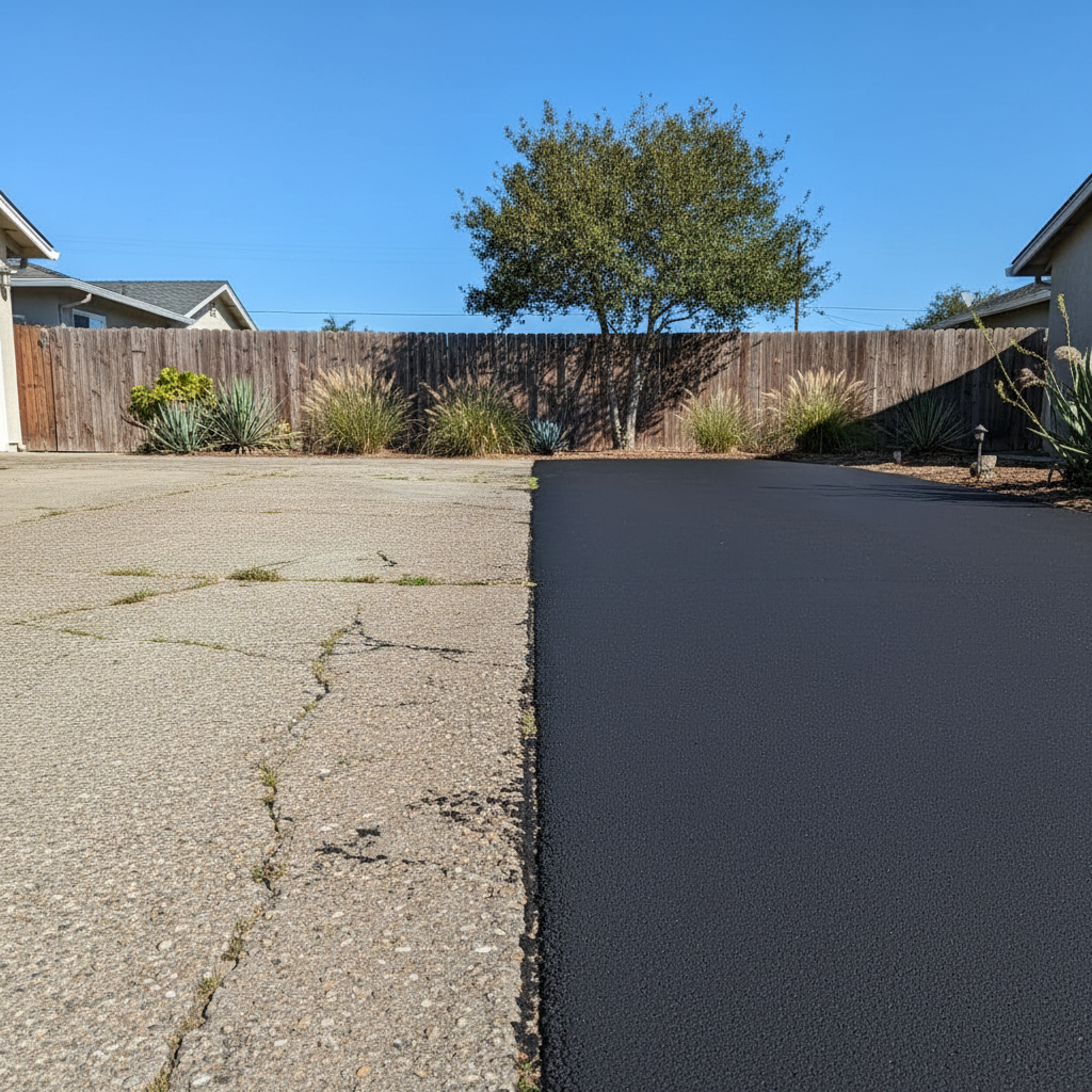 Completed slurry coating work at a residential property in Burlingame, CA