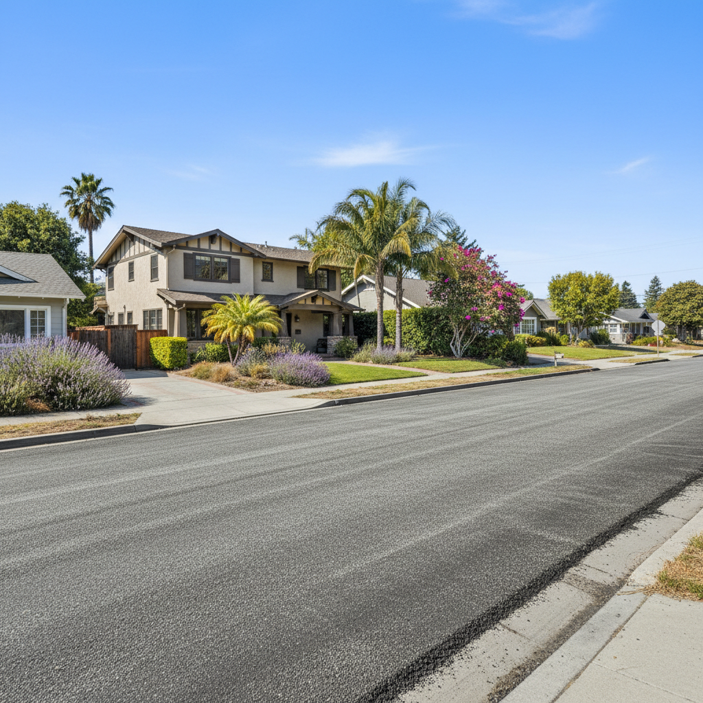 Completed asphalt milling work at a residential property in Burlingame, CA