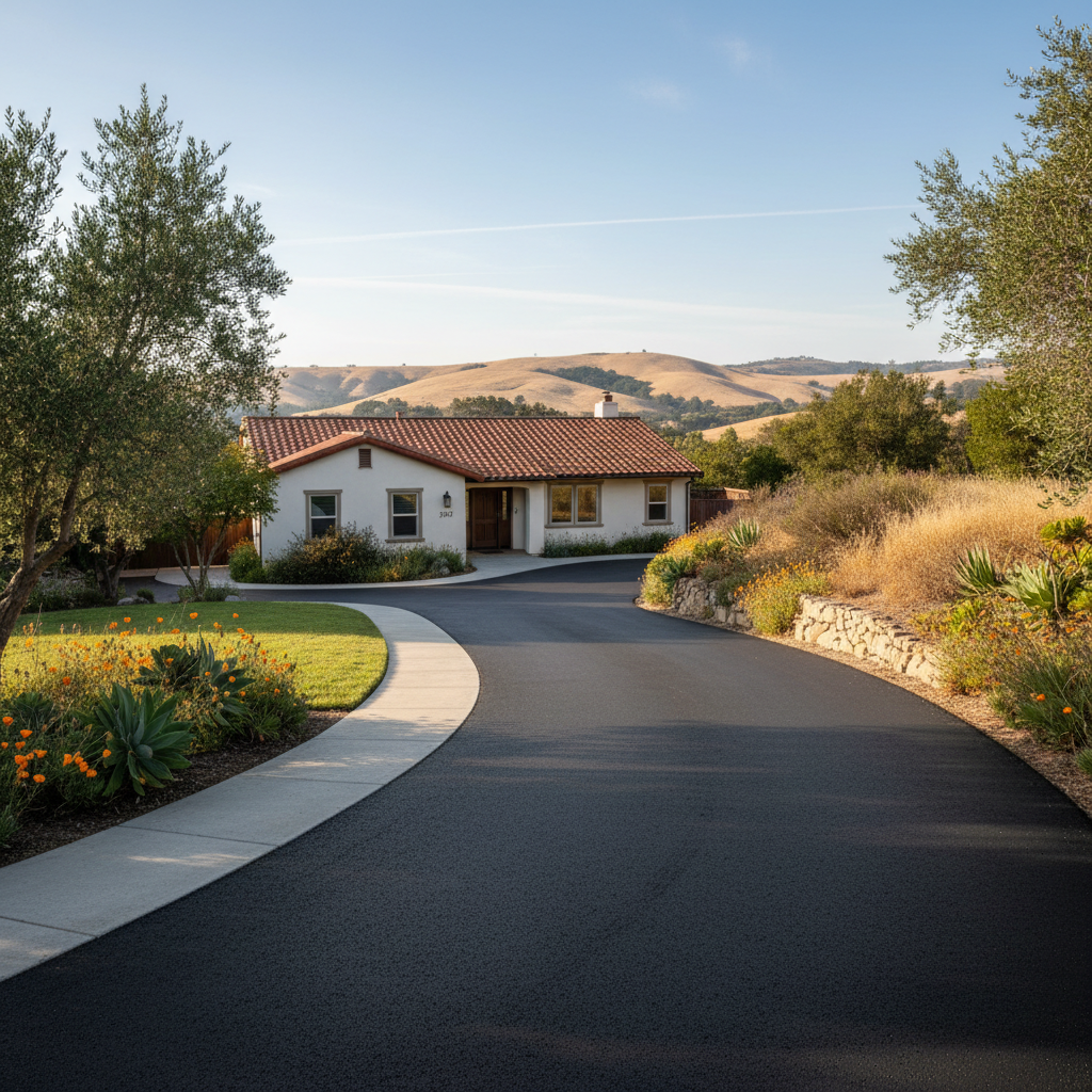 Completed asphalt paving work at a residential property in Fremont, CA