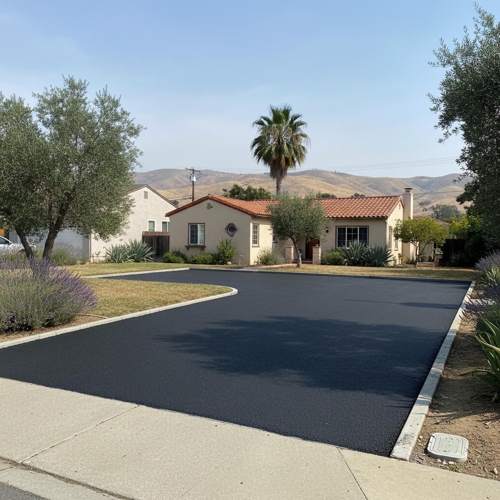 Completed parking lot paving work at a residential property in San Jose, CA