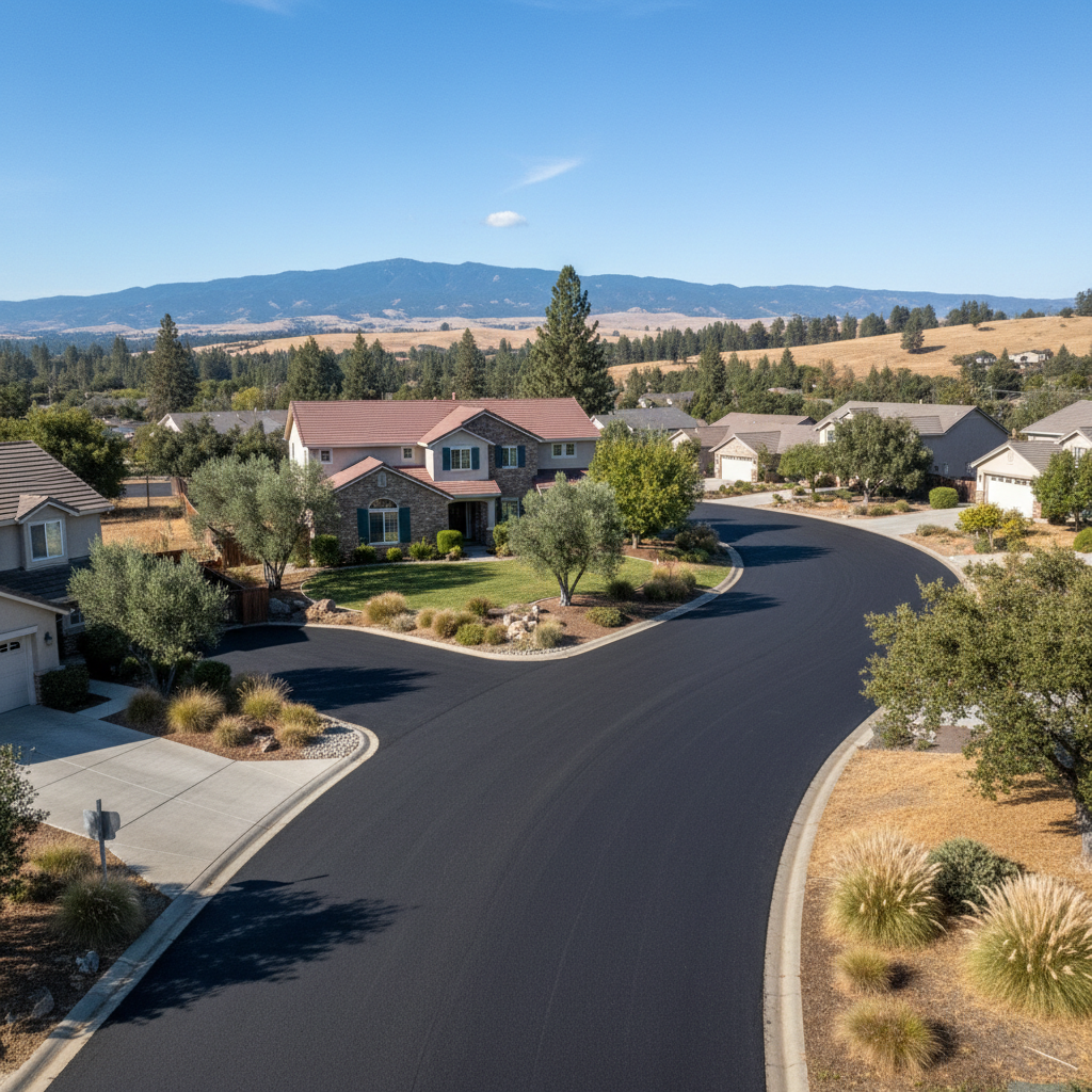 Completed residential asphalt work at a residential property in Redding, CA