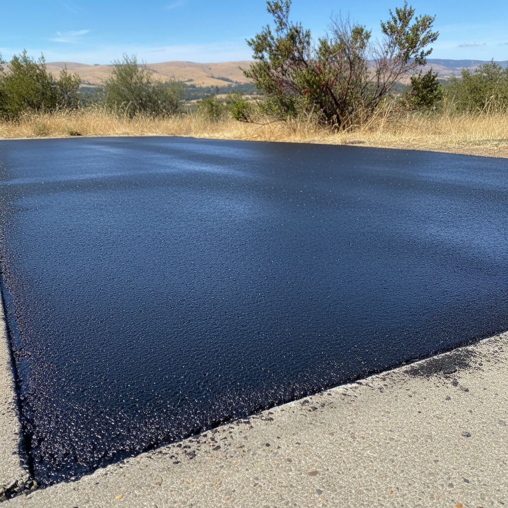 Completed asphalt sealcoating work at a residential property in Oroville, CA