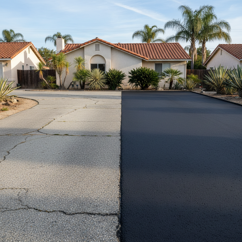 Completed asphalt paving work at a residential property in National City, CA