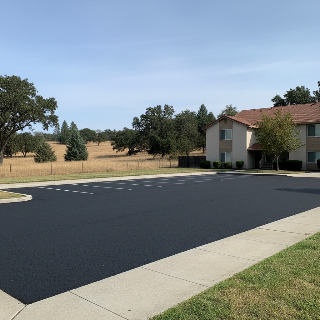 Completed commercial asphalt work at a residential property in Redding, CA