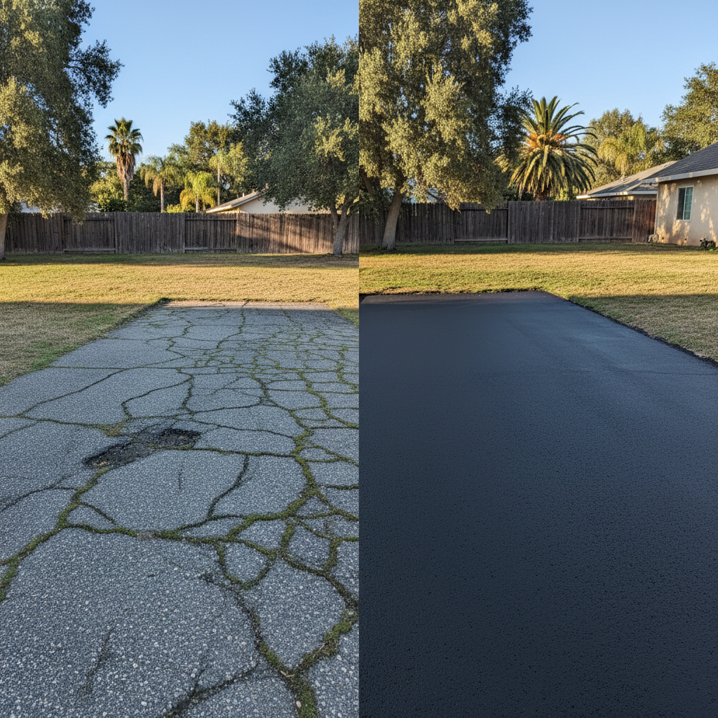 Completed slurry coating work at a residential property in Lodi, CA
