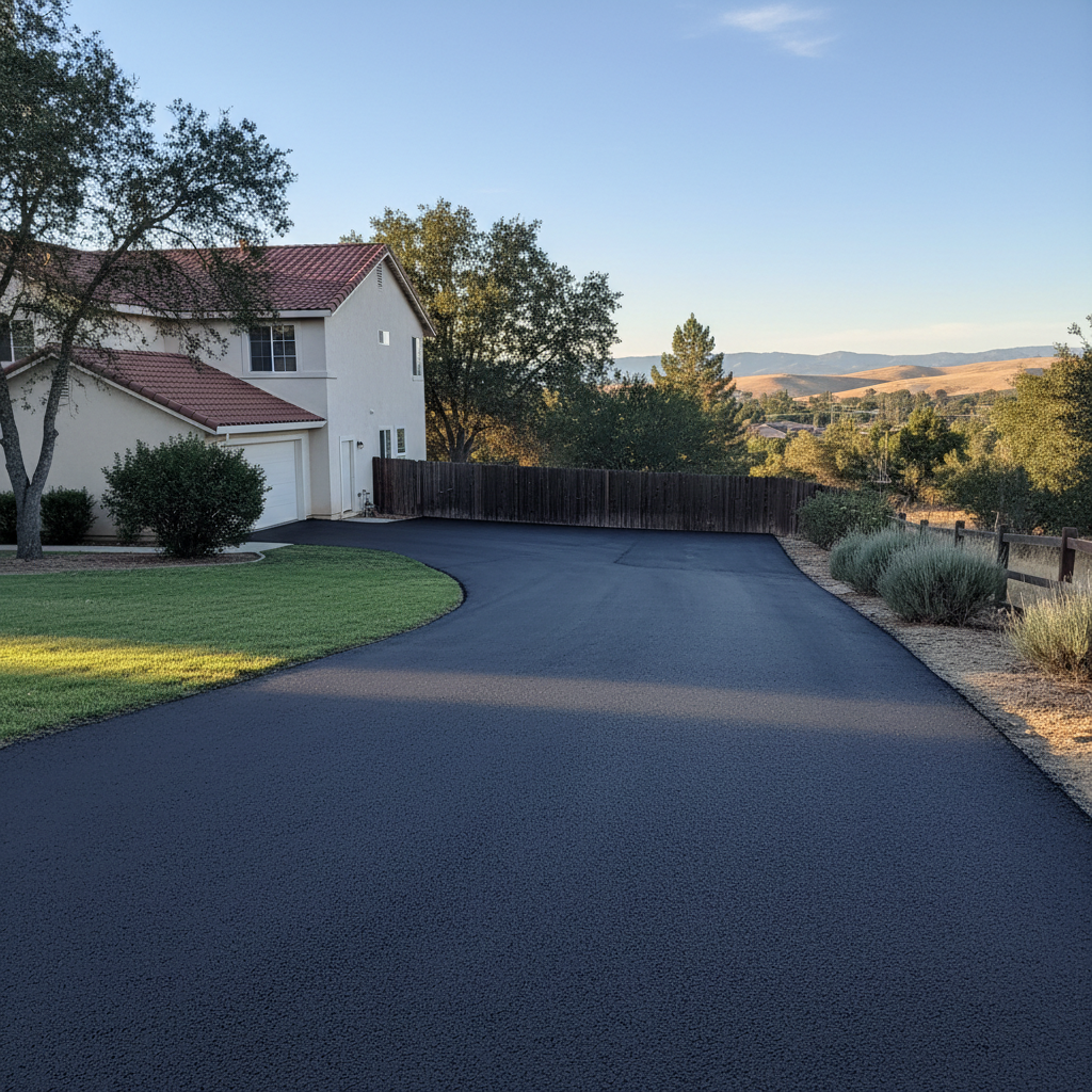Completed driveway paving work at a residential property in Redding, CA