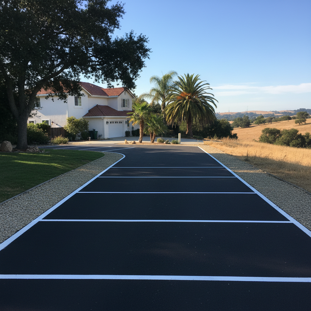 Completed asphalt striping work at a residential property in Chico, CA