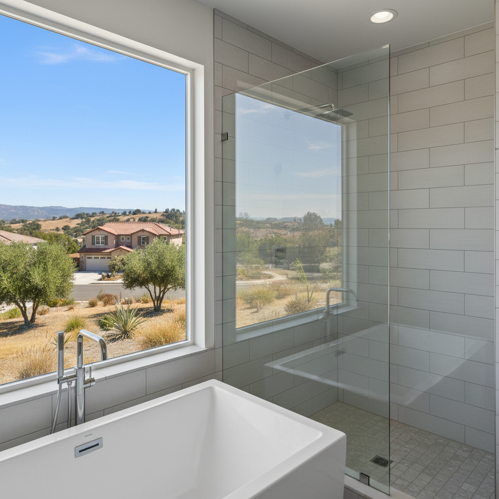 Completed bathtub and shower installation work at a residential property in Santa Clarita, CA